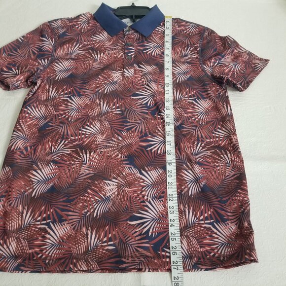 Apt 9 Men M Short Sleeve Hawaiian Premiere Flex Polo Shirt Blue Maroon Pink - Picture 9 of 12